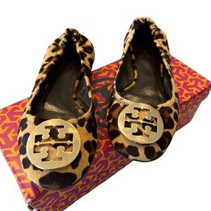 Tory Burch Reva Calf Hair Leopard Flats size 8.5